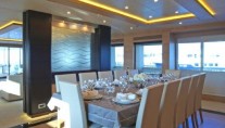 Motor Yacht Tatiana dining area - Designed by j Kinder - realised by Septemar Yacht Furniture